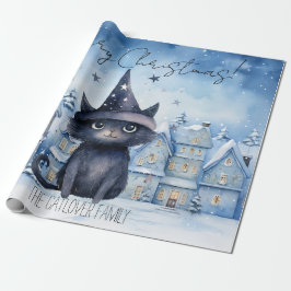 Magic Wizard Cat Watercolor Weihnachten Geschenkpapier