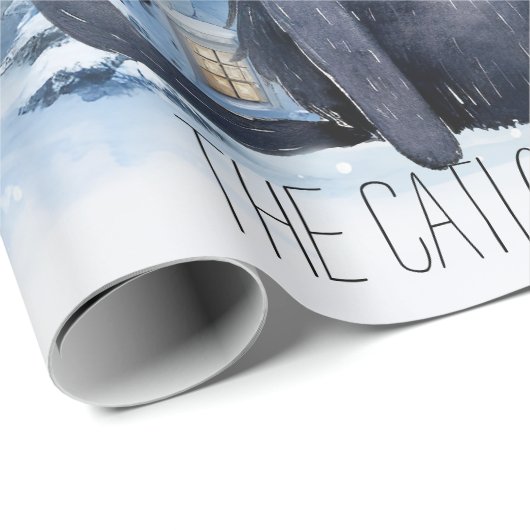 Magic Wizard Cat Watercolor Weihnachten Geschenkpapier (Rolleneckpunkt)