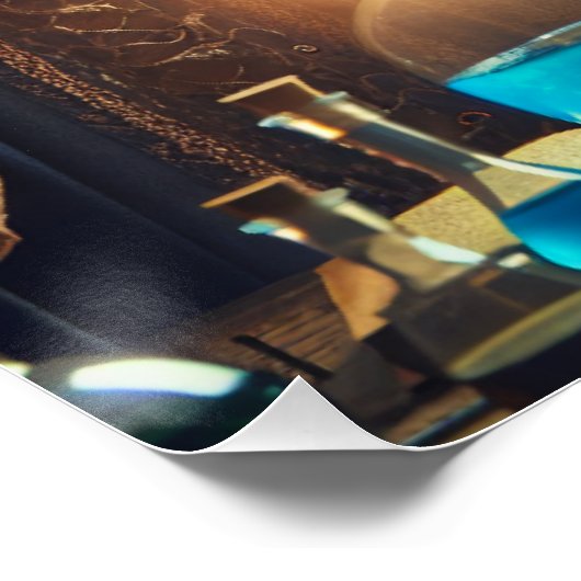 Magic Wizard Dragon Fantasy Art Poster (Ecke)