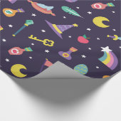 MAGIC WIZARD FAIRD TALE ELEMENTE Blau Hintergrund Geschenkpapier (Ecke)