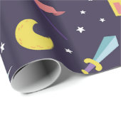 MAGIC WIZARD FAIRD TALE ELEMENTE Blau Hintergrund Geschenkpapier (Rolleneckpunkt)