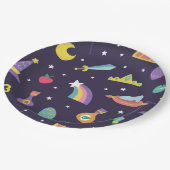 MAGIC WIZARD FAIRD TALE ELEMENTE Blau Hintergrund Pappteller (Schrägansicht)