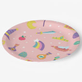 MAGIC WIZARD FAIRD TALE ELEMENTE Rosa Hintergrund Pappteller (Schrägansicht)