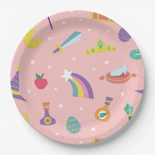 MAGIC WIZARD FAIRD TALE ELEMENTE Rosa Hintergrund Pappteller (Vorderseite)