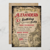 Magic Wizard Geburtstagsfeier Einladung (Vorne/Hinten)