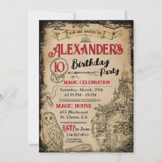 Magic Wizard Geburtstagsfeier Einladung