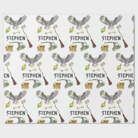 Magic Wizard Hexenschülerei Personalisiert Geschenkpapier (Flach)