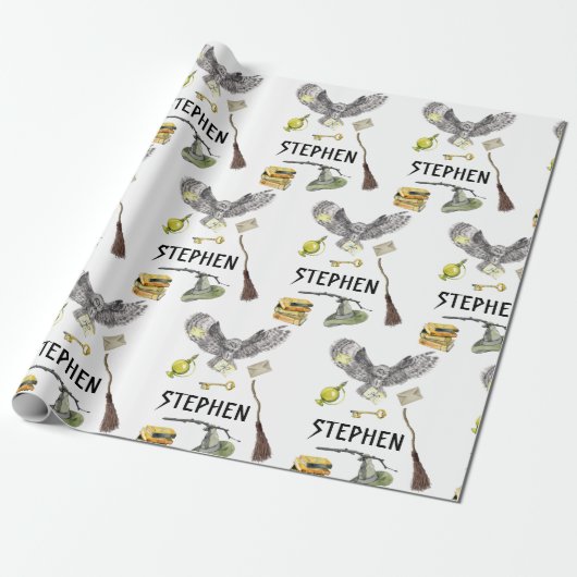 Magic Wizard Hexenschülerei Personalisiert Geschenkpapier (Ungerollt)