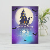 Magic Wizardry Burg Geburtstagsparty Einladung (Stehend Vorderseite)