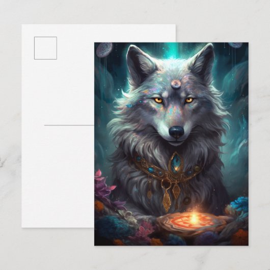 Magic Wolf Fantasy Art Postkarte (Vorne/Hinten)