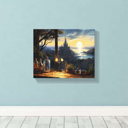 Magic Workshop Bench Über der Fantasy Bay Leinwanddruck (Insitu (Holzboden))