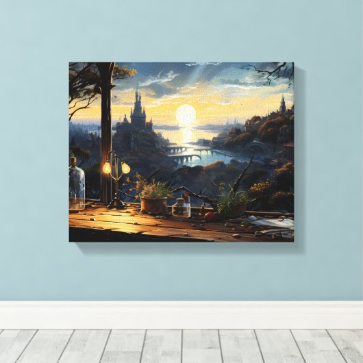 Magic Workshop Bench Über der Fantasy Bay Leinwanddruck (Insitu (Holzboden))