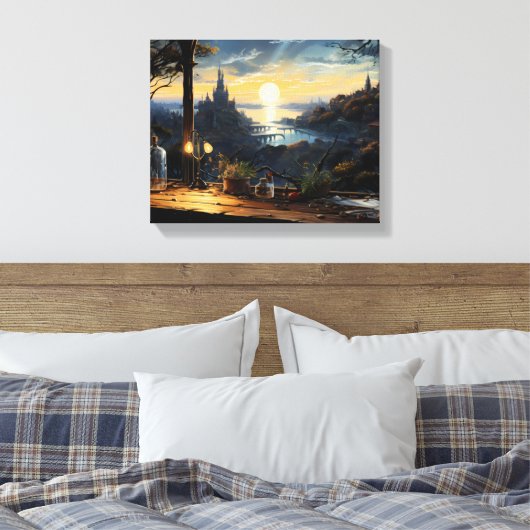 Magic Workshop Bench Über der Fantasy Bay Leinwanddruck (Insitu (Schlafzimmer))