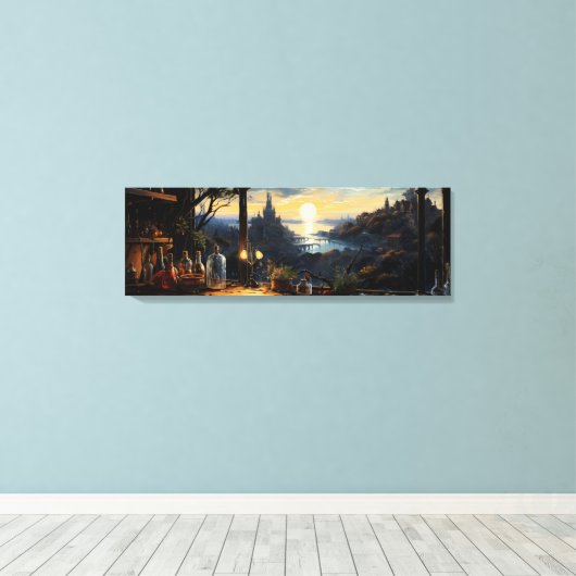 Magic Workshop Bench Über der Fantasy Bay Leinwanddruck (Insitu (Holzboden))