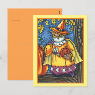 MAGIC ZAUBER UND HALLOWEEN HOOTS, OWL WIZARD FEIERTAGSPOSTKARTE