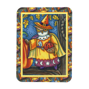 MAGIC ZAUBER UND HALLOWEEN HOOTS, OWL WIZARD MAGNET