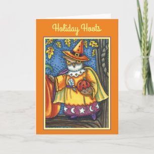 MAGIC-ZAUBER UND HALLOWEEN HOOTS, OWL WIZARD-Text Feiertagskarte