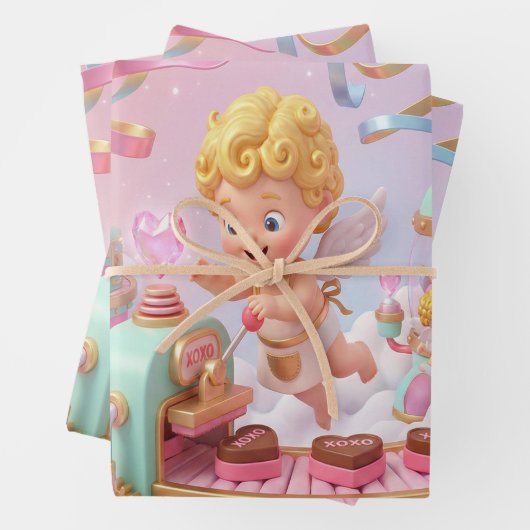 Magical 3D Cupid’s Valentine Gift Factory Scene Geschenkpapier Set (Beispiel)