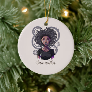 Magical Afro Woman Keramik Ornament