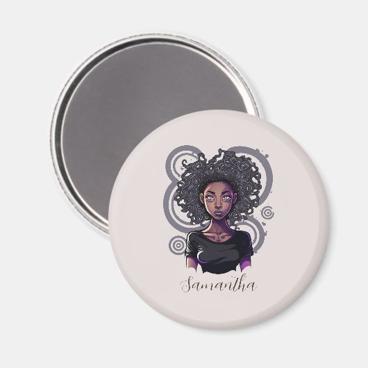 Magical Afro Woman Magnet (Vorderseite/Rückseite)