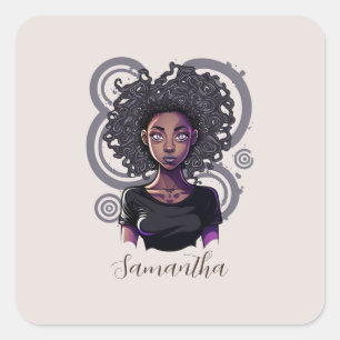 Magical Afro Woman Quadratischer Aufkleber