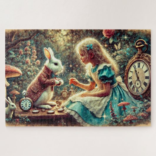 Magical Alice and Rabbit Wonderland Illustration Puzzle (Horizontal)