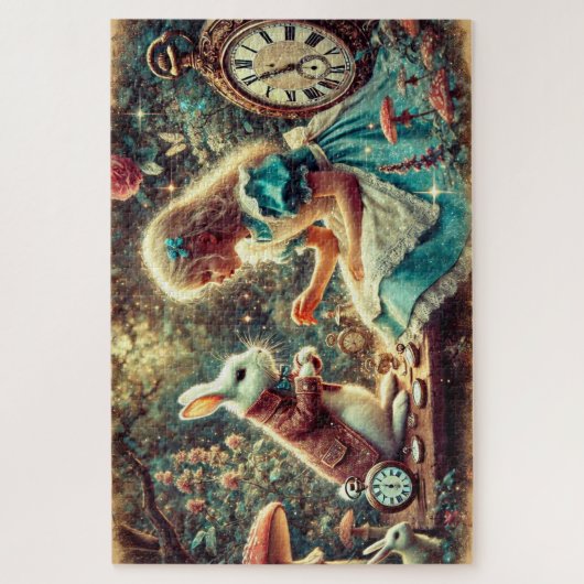 Magical Alice and Rabbit Wonderland Illustration Puzzle (Vertikal)