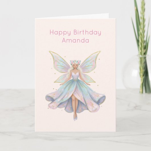 Magical Angel Fairy Pastel Colors Birthday Karte (Vorderseite)
