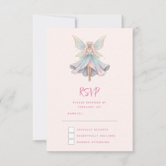 Magical Angel Fairy Pastel Colors RSVP Karte (Vorderseite)
