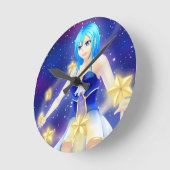 Magical anime star girl runde wanduhr (Winkel)