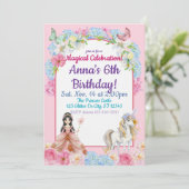Magical Asian Princess Unicorn Birthday Einladung (Stehend Vorderseite)