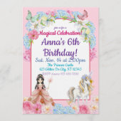 Magical Asian Princess Unicorn Birthday Einladung (Vorderseite)
