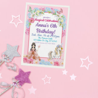 Magical Asian Princess Unicorn Birthday Einladung