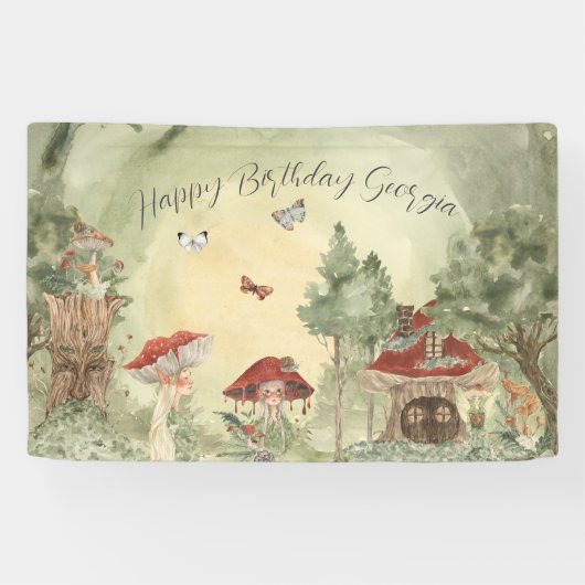 Magical Autumn Forest Fairy | Birthday Welcome Banner (Horizontal)