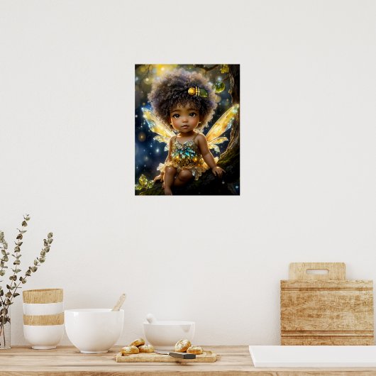 Magical Baby African Fairy in Tree Poster (Küche)