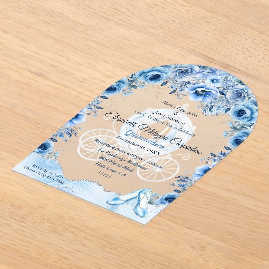 Magical Baby Blue Cinderella Quinceañera Acryleinladungen (Ablage )