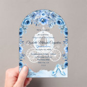 Magical Baby Blue Cinderella Quinceañera Acryleinladungen (Insitu (Handheld))