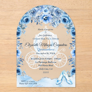 Magical Baby Blue Cinderella Quinceañera Acryleinladungen