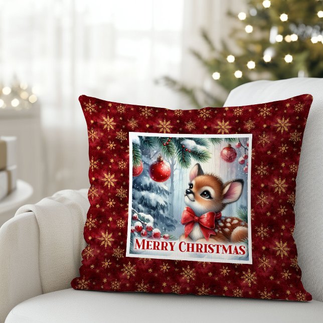 Magical Baby Fawn Cozy Winter Kids Room Decor Xmas Kissen (Magical Baby Fawn Cozy Winter Kids Room Decor Christmas Pillow

)