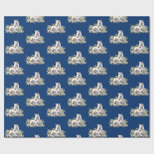 Magical Baby Unicorn Floral Geschenkpapier (Flach)