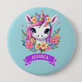 Magical Baby Unicorn mit Blume Button (Vorderseite)
