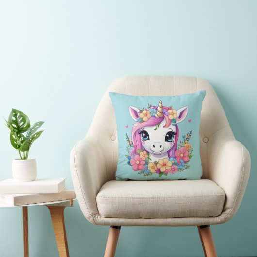 Magical Baby Unicorn mit Blume Kissen (Stuhl )