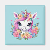 Magical Baby Unicorn mit Blume Magnet (Vorne)