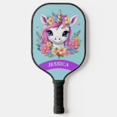 Magical Baby Unicorn mit Blume Pickleball Schläger (Vorderseite)
