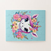 Magical Baby Unicorn mit Blume Puzzle (Horizontal)