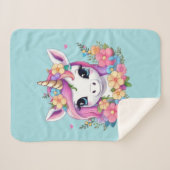 Magical Baby Unicorn mit Blume Sherpadecke (Vorderseite (Horizontal))
