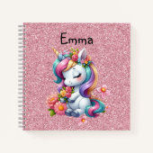 Magical Baby Unicorn Pink Imitats Glitzer Kinder Notizblock (Vorderseite)