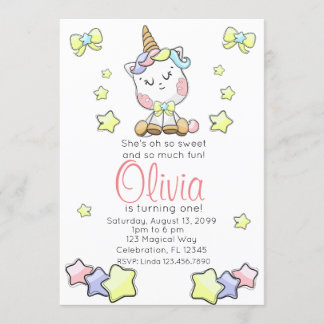 Magical Baby Unicorn Süsse Erster Geburtstag Einladung