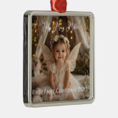 Magical Baby's First Fairy Weihnachtsgeschenk Foto Ornament Aus Metall (Rechts)