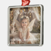 Magical Baby's First Fairy Weihnachtsgeschenk Foto Ornament Aus Metall (Links)